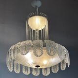 Lustre fontaine vénitien en verre de Murano incolore vert 1940