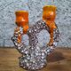 Double candlestick Fat Lava Vallauris volcanic ceramic 1960s