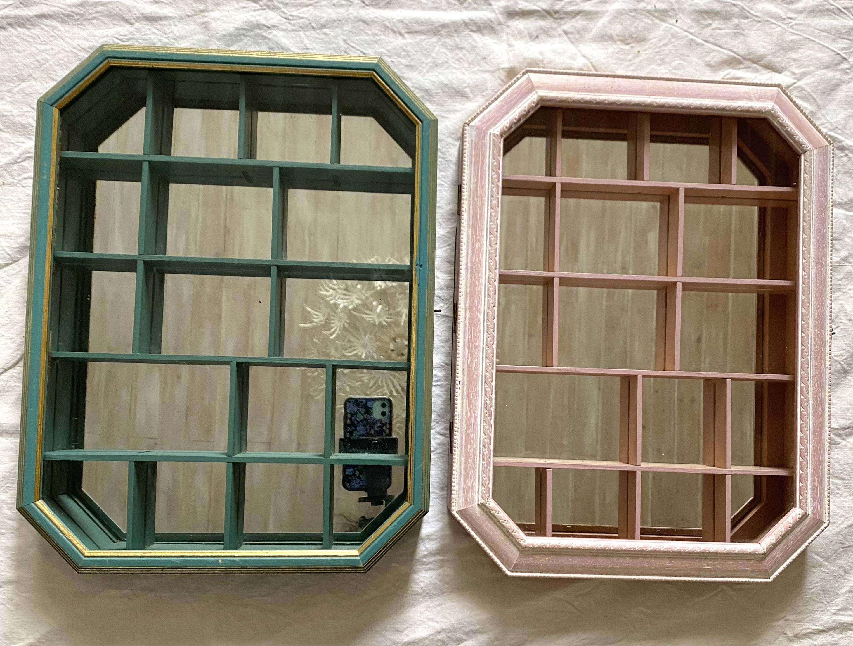 Vintage wall display cases