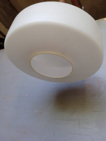Louis Kalff pendant lamp ep 1960 Scandinavian glass and teak