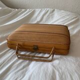 Striped wicker handbag briefcase