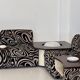 Modular 70s sofa, reupholstered, with integrated table modules, sculptural