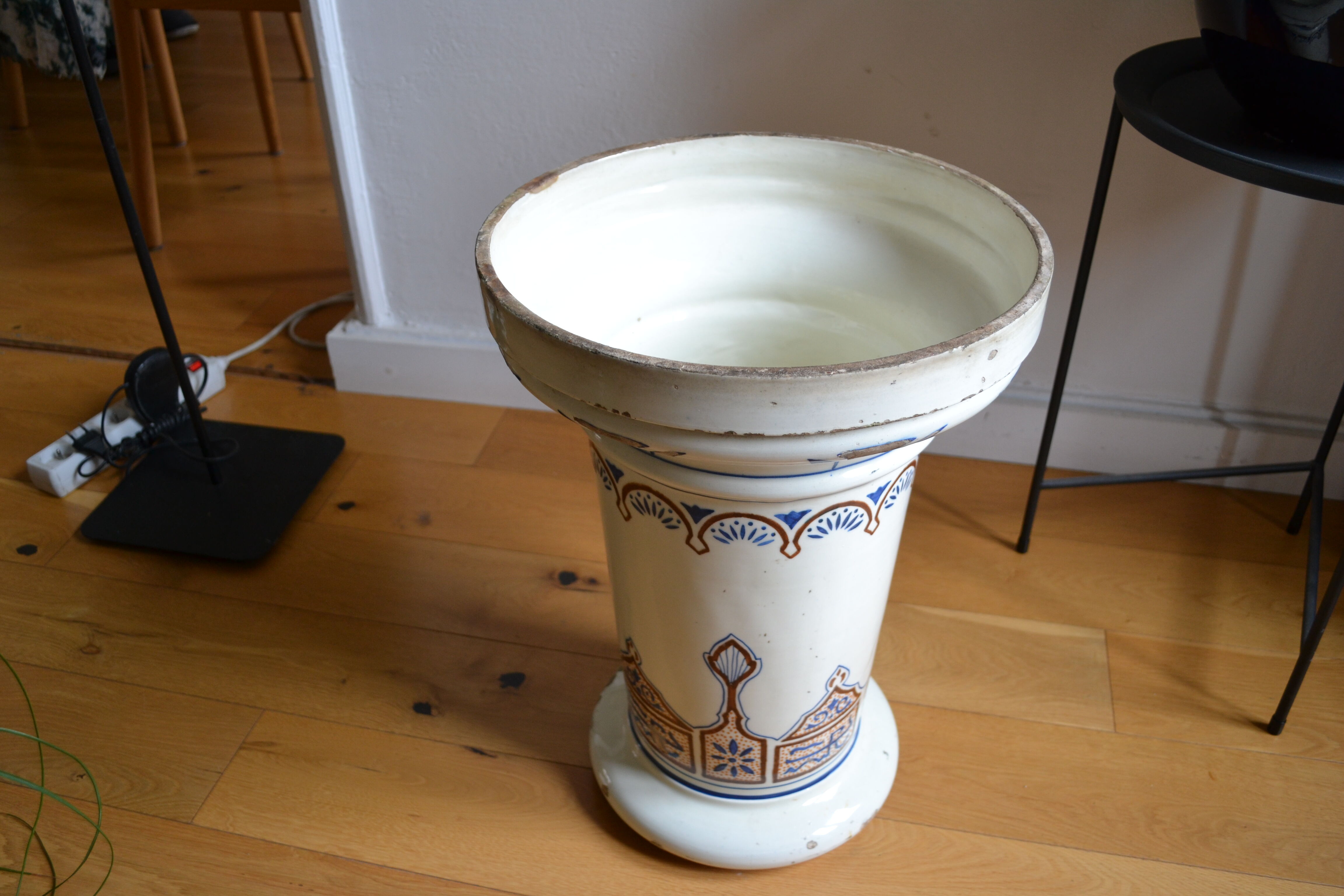 Qajar Persian Ceramic Ottoman Stool 19th Century
