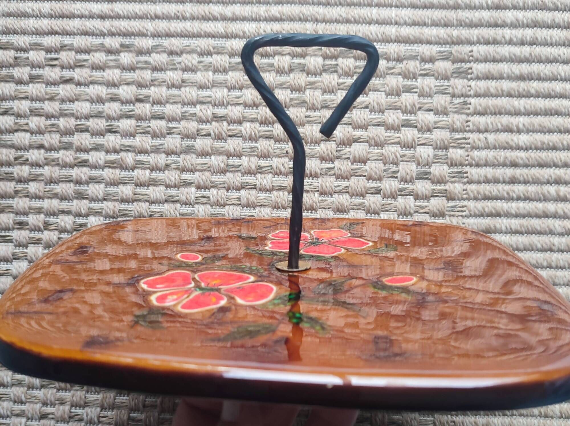 Plateau vintage Ceramics Poët-Laval poppies