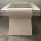 Table basse vintage en travertin et verre biseauté