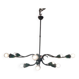 Italian Bronze Green Chandelier 1950’s