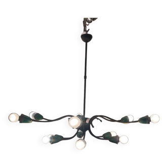 Italian Bronze Green Chandelier 1950’s