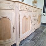 Low buffet in renovated solid cherry wood – Revisited Louis XV style – 250 cm