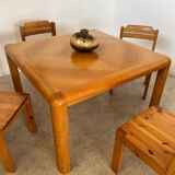 Old dining table with extension Scandinavian design from the 70s solid beech