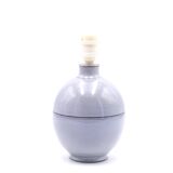 Lampe bleue en céramique, abat jour en raphia, années 60
