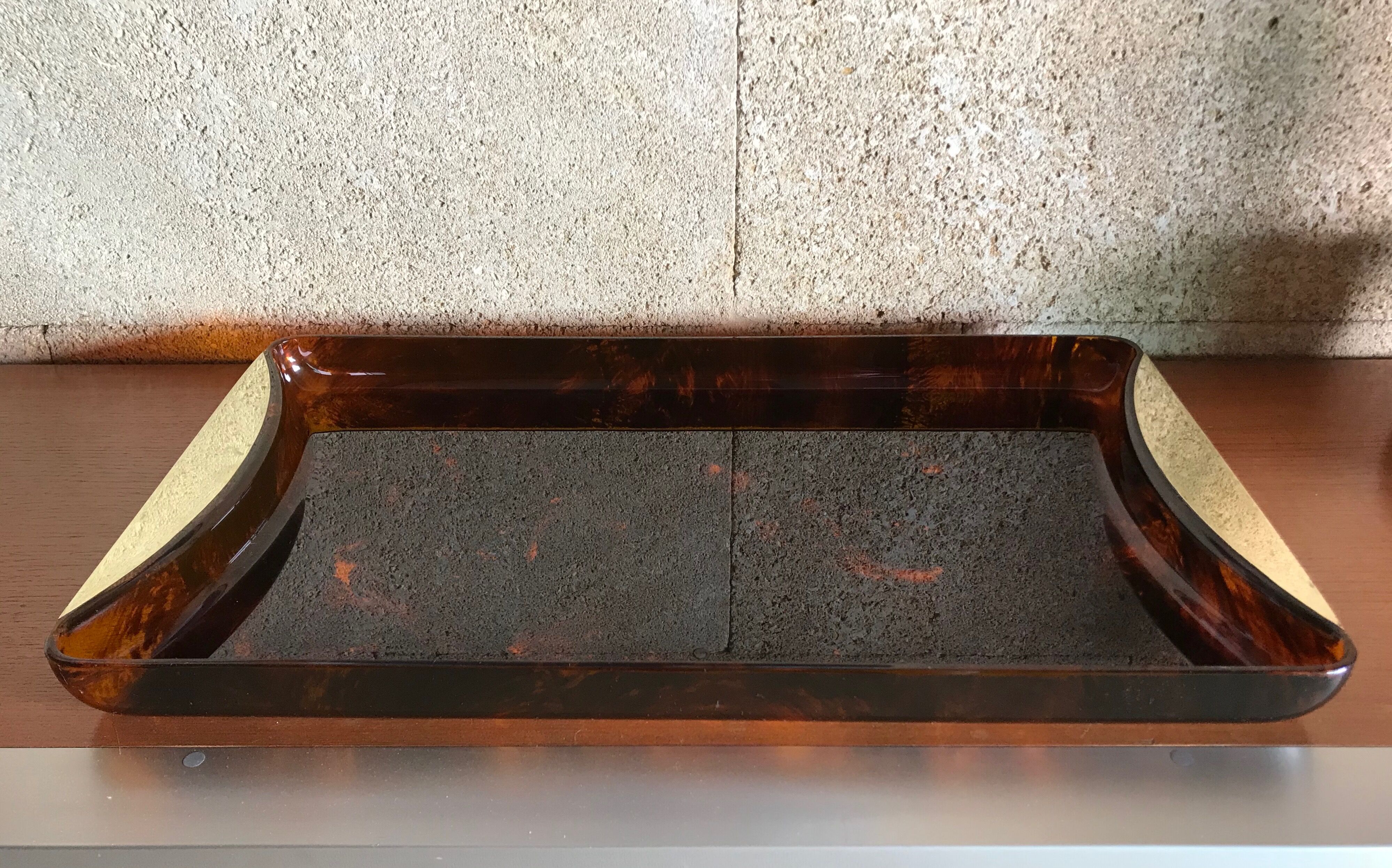 Guzzini imitation tortoiseshell tray 1970