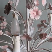 Vintage toleware chandelier with floral motifs, Italy from the 1960s.