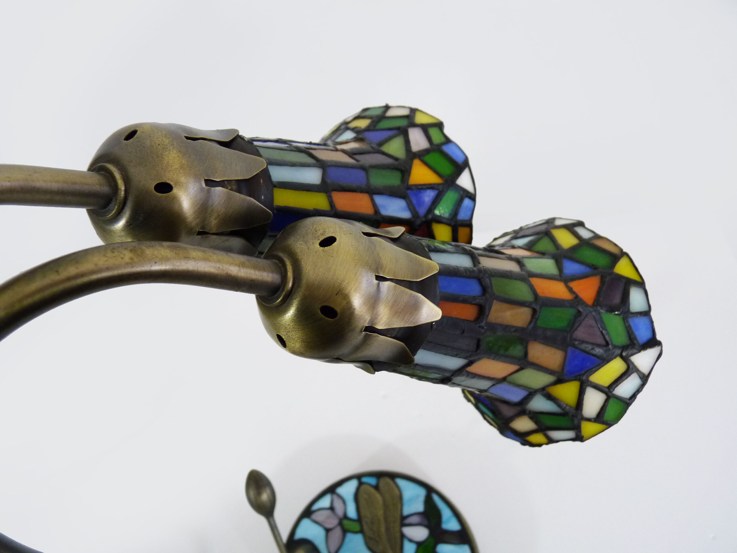 Tiffany dragonfly lamp with two branches, 2 tulips, art deco style