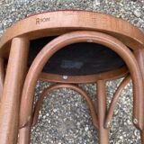 Lot de 7 tabourets de bar en bois courbé assise skaï rouge
