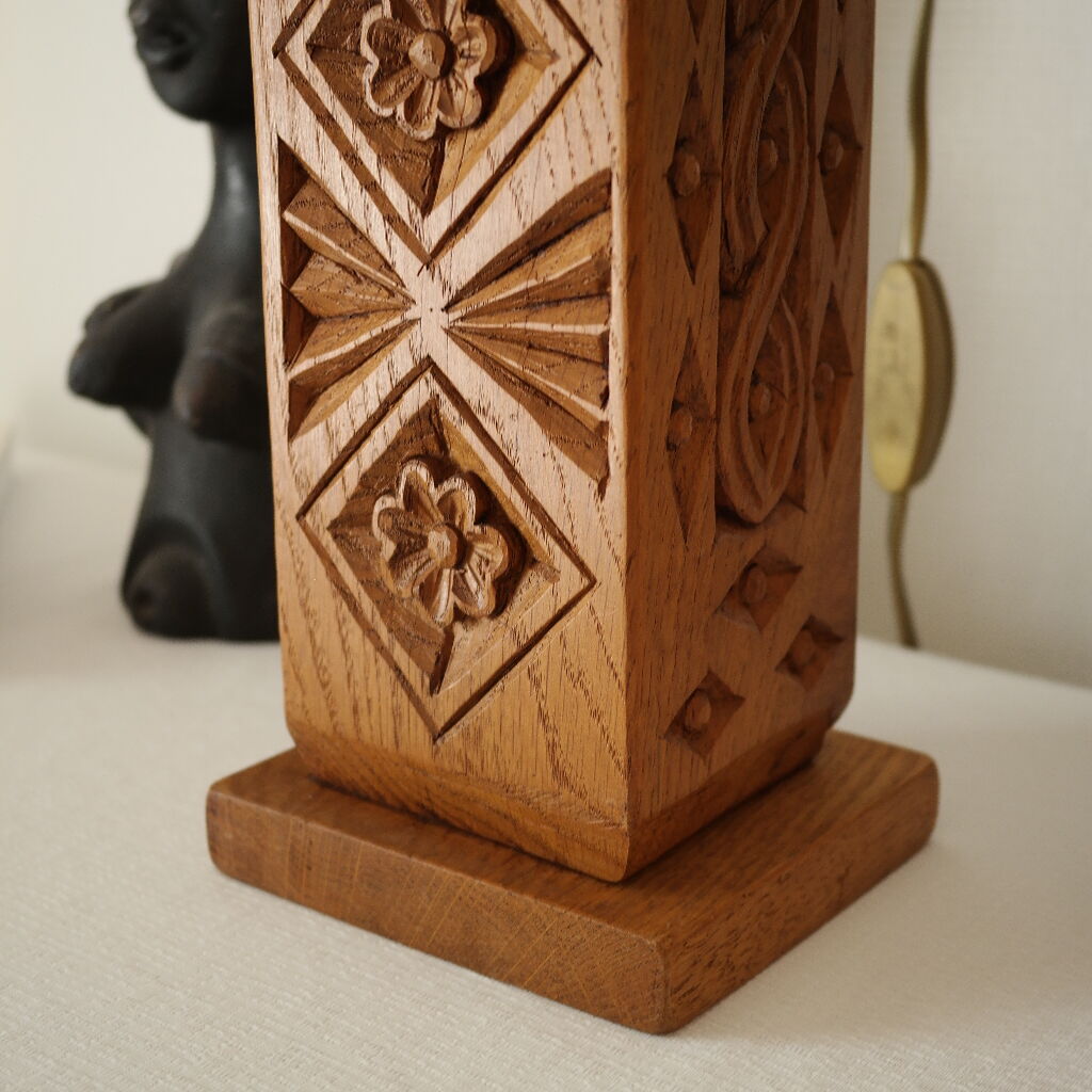 Vintage carved solid oak lamp foot