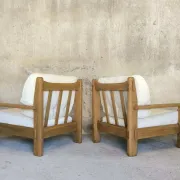 Paire de fauteuils vintage en orme massif