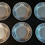 Série de six assiettes plates en faïence P.B. Rochechouart Limoges modèle Anna