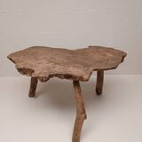 “Tree trunk” coffee table in raw wood from the 70s