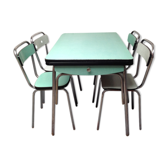 Formica table and 4 chairs mint green