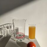 Vintage Italian orangeade pitcher made of red striped glass
