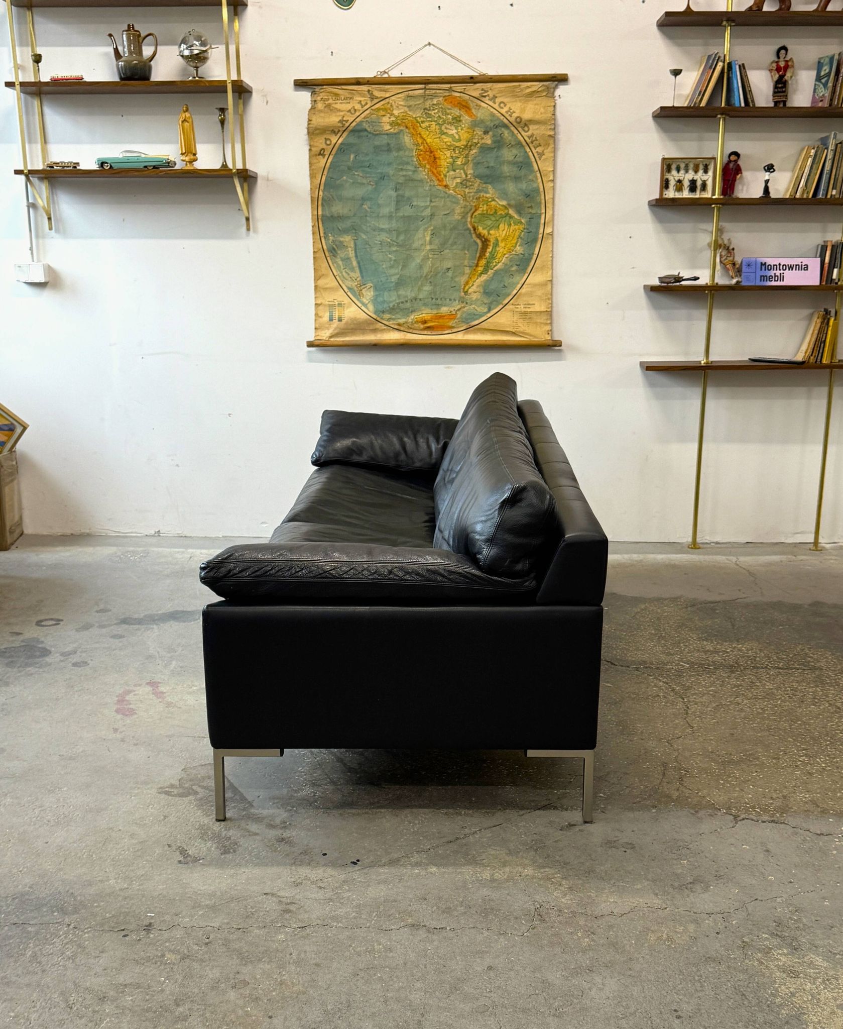 Leather sofa, Denmark, 1960s/70s, mid-century modern style, vintage