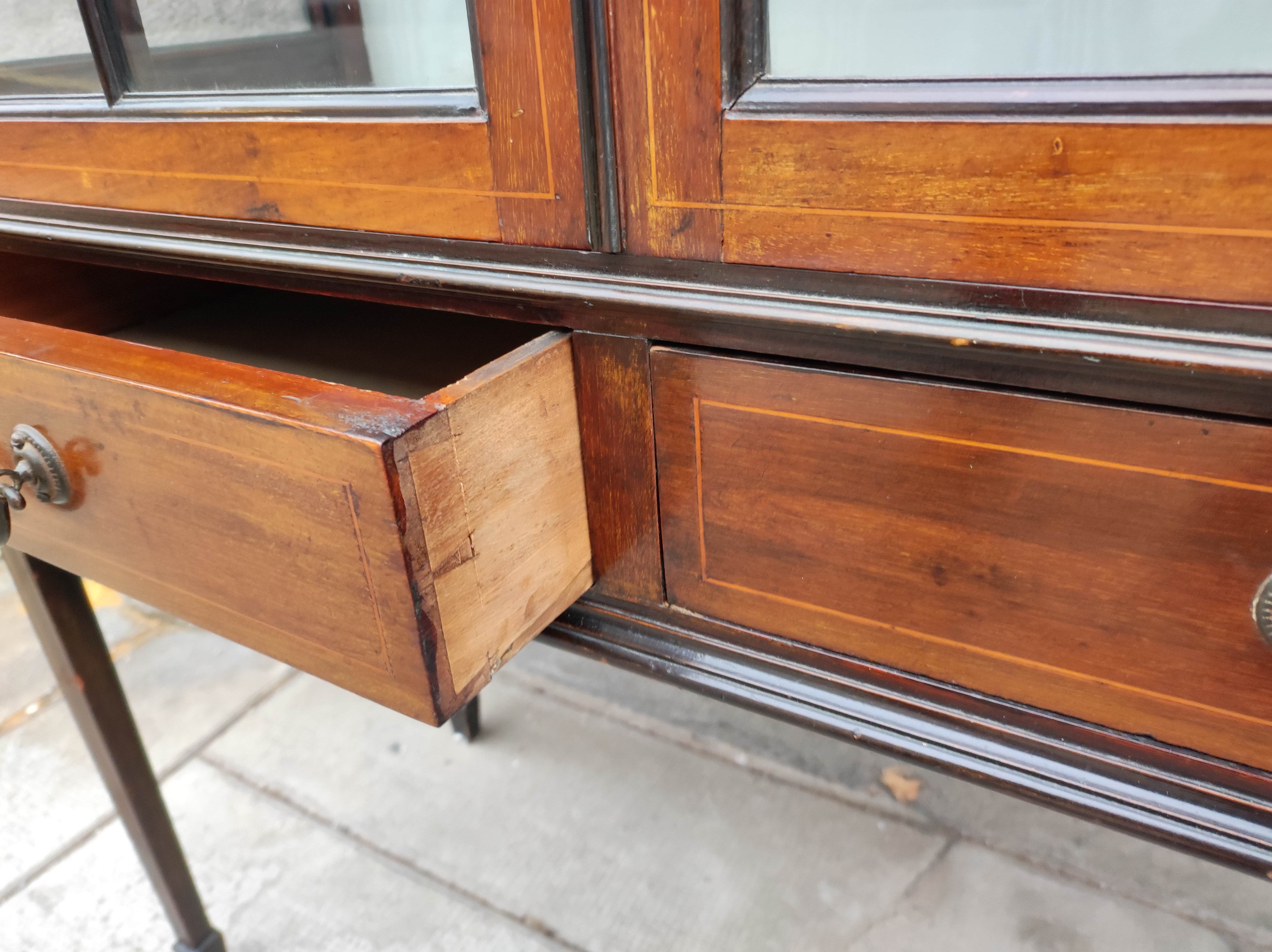 English art nouveau showcase. mahogany