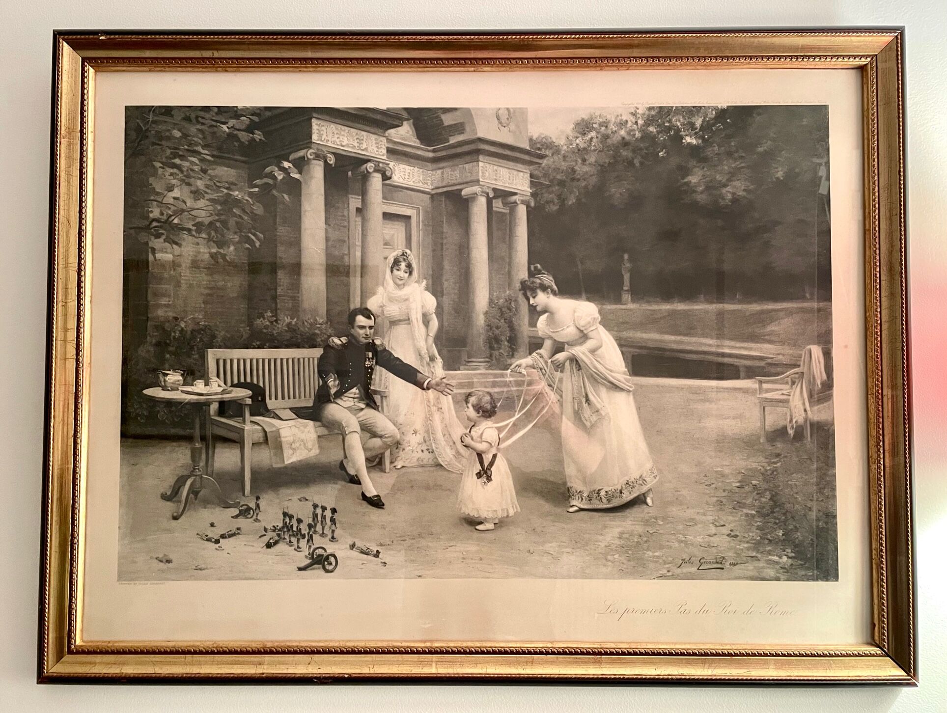 Engraving Napoleon " The first steps of the King of Rome " Jules Girardet 1900