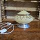 Vintage table lamp Globe saucer in frosted yellow glass with a trim.