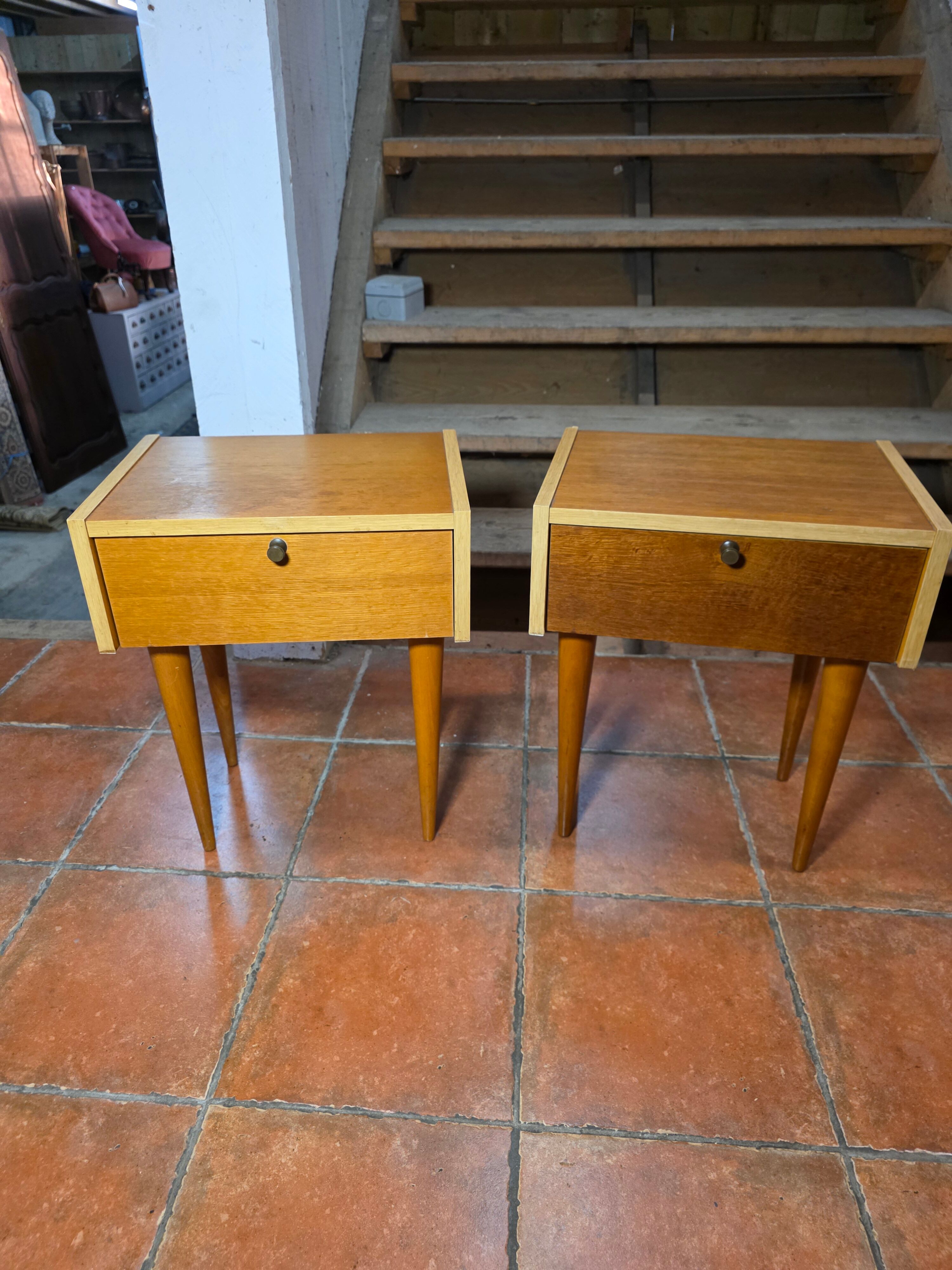 Pair of oak bedside tables from the 1960s.