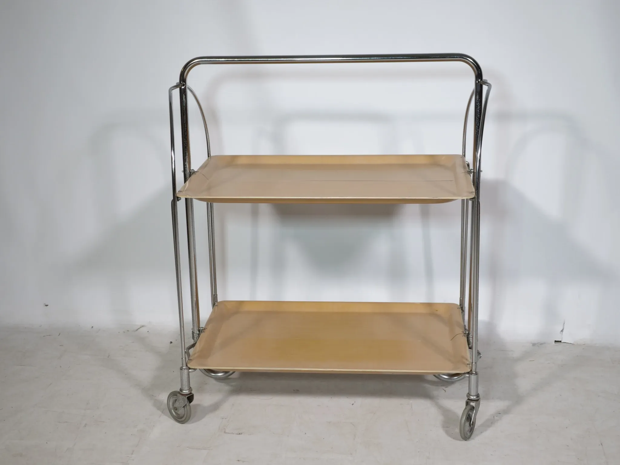 Mid Century Folding Serving Trolley in Chrome by Bremshey, 1960s