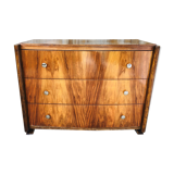 Art Deco chest of drawers in flambé walnut veneer circa 30's/ 40's