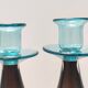 Pair of Brown and Aquamarine Murano Glass Candleholders, Italy
