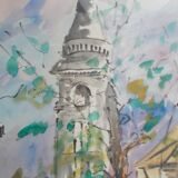 Watercolor painting Paris 1954 Jean Micas