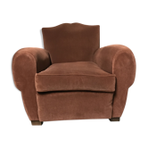 Fauteuil club « moustache » velours