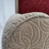 Canapé-lit danois des années 1950, laine d'ameublement rouge/beige, pieds en bois de frêne.