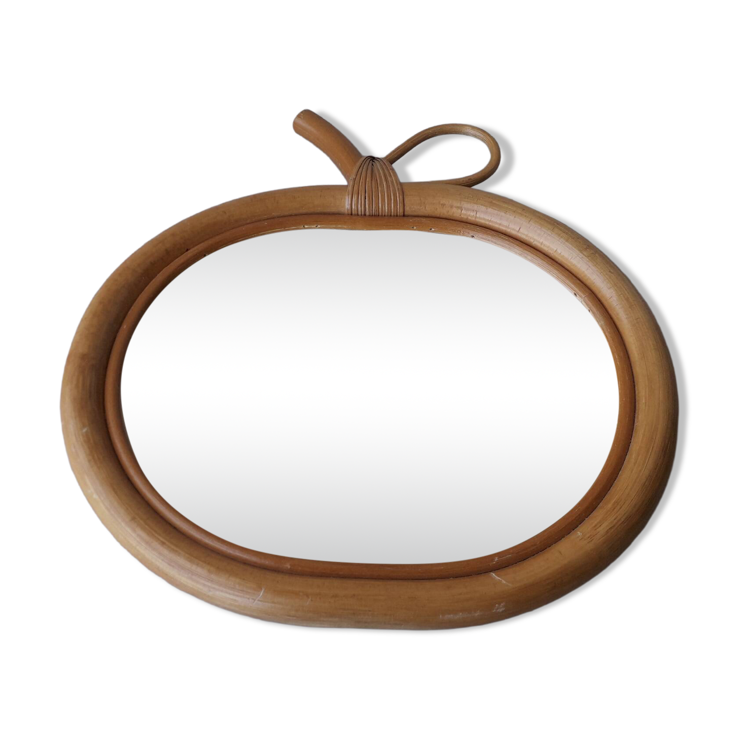 Miroir pomme en rotin