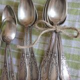Box of 12 small spoons in vintage silver metal