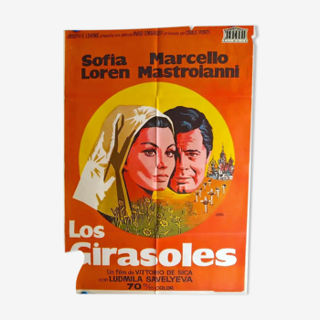Spanish movie poster "I girasole"Vittorio de Sica, Sophia Loren,Marcello Mastroianni