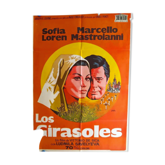 Affiche espagnol cinéma "I girasole"Vittorio de Sica, Sophia Loren,Marcello Mastroianni