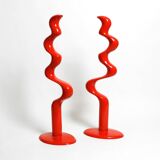 Two large limited abstract metal floor sculptures in red