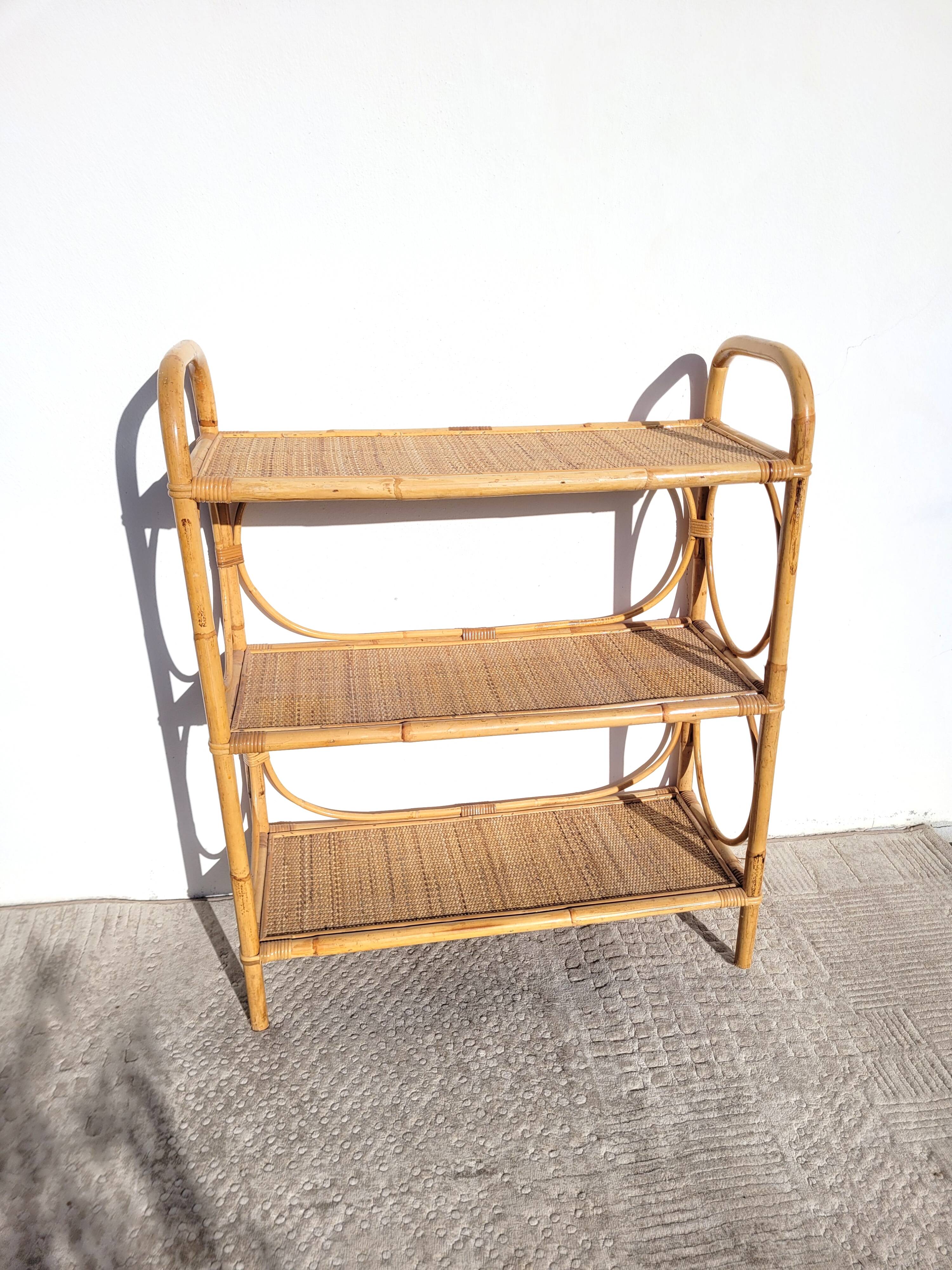 Library cabinet rattan shelf 1960