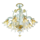 Ornate Clear and Gold-Leaf Murano Glass Floral Chandelier — Italian Design