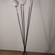 Vintage Arlus floor lamp in black lacquered metal and opaline globes, 1960