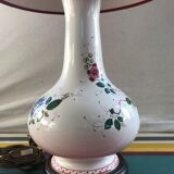 Old ceramic lamp art de Rodez in red burgundy vintage lampshade