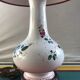 Old ceramic lamp art de Rodez in red burgundy vintage lampshade