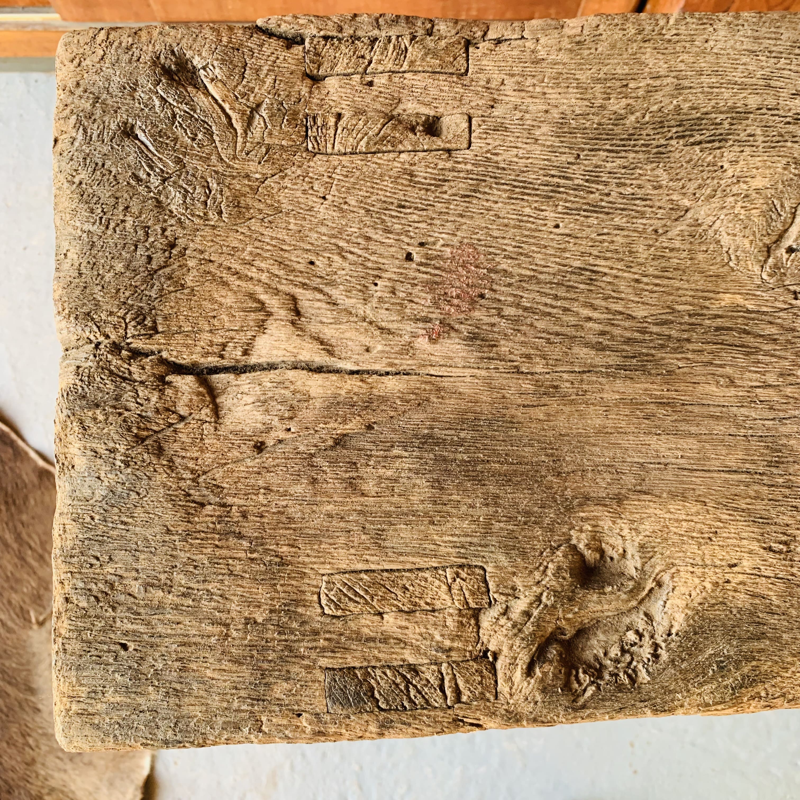 Primitive raw wood console