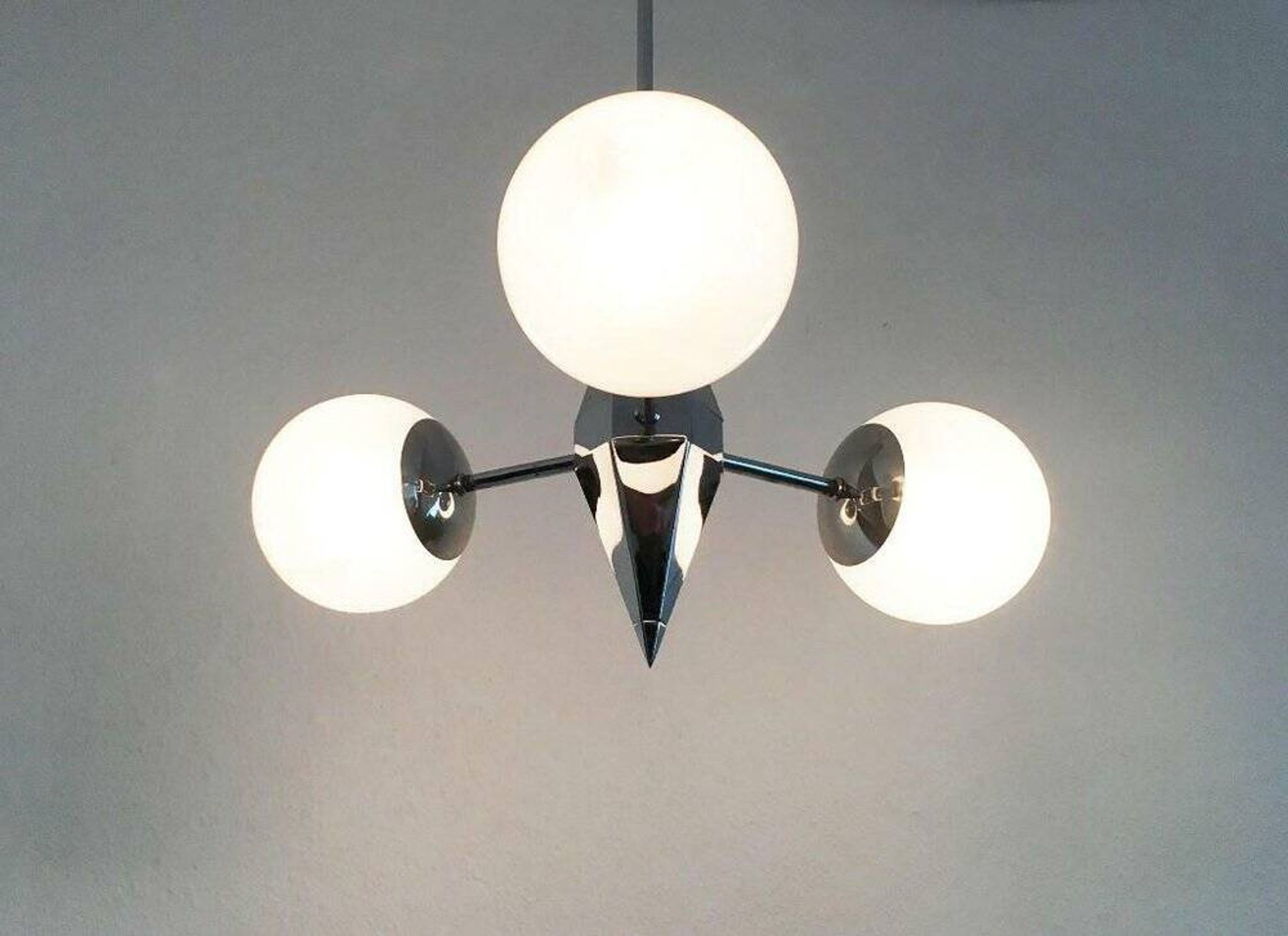 Art Deco Metal and Glass Chandelier