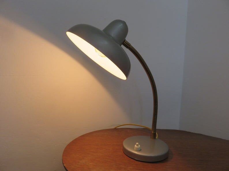 Silver grey metal lamp 50 60s