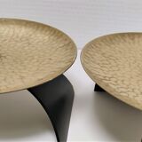 Pair of brass and metal candle holders design 70s