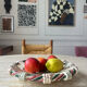 Hand-painted woven ceramic plate